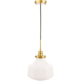 Living District Lyle 1-Light Metal Pendant In Brass And Frosted White Glass