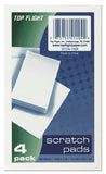 Top Flight Scratch Pads, 3 x 5 Inches, White, 50 Sheets per Pad, 4 Pads per Pack (4650110)