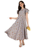 Oomph! Women'S Western & Fusion Wear Midi Dresses For Women Beach Grey - Md341,Cloud GreyApparel,M