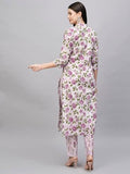 Anni Designer Women'S Cotton Blend Straight Printed Kurta With Pant (Dafiya Purple-Nw_M_Purple_Medium),Purple,M,Cotton Blend,Dafiya Purple-NW_1405,