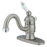 Kingston Brass Kb3407Pl Victorian 4-Inch Centerset Lavatory Faucet, Brushed Nickel With Porcelain Lever Handle And Polished Chro