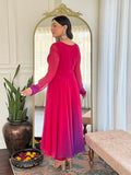 Gosriki Women'S Georgette Anarkali Solid Kurta With Pant & Dupatta (Sade Pink-Vks03-Gs_Xl_Pink_X-Large),Pink,,B0F54GGFR9
