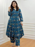 Leriya Fashion Ethnic Co Ord Set For Women Kurta Set For Women | 2 Piece Kurta Set | Kurta With Pant For Women (Large, Blue) Lf-