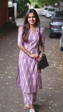 Anni Designer Women'S Rayon Viscose Straight Printed Kurta With Pant (Demeter Onion-Vks01_S_Lavender_Small),Lavender,S,,,