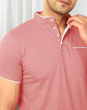 Eyebogler Cotton Blend Henley Neck Half Sleeve Solid Men Tshirt Peach White,Peach WhiteApparel,L