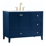 Elegant Decor Sommerville 42 Steel And Wood Single Bathroom Vanity In Blue
