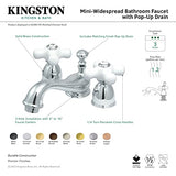 Kingston Brass Ks3955Px Restoration Mini Widespread Lavatory Faucet With Porcelain Cross Handle, Oil Rubbed Bronze, 4-Inch Adjus