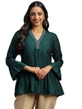 Libas Women'S Silk Blend Woven Design A-Line Kurti (29155 Green
