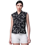 Oomph! Summer Shirts For Women Floral Printed Black,Charcoal BlackApparel,XL