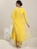Libas Yellow Chanderi Silk Embroidered Kurta Sets For Women Yellow 2Xl