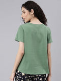 Enamor Women'S Solid Relaxed Fit T-Shirt (E305_Dark Ivy L)
