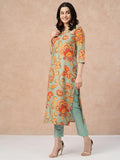 Gosriki Women'S Cotton Blend Straight Printed Kurta With Pant (Tinka Pista-Nw-Gs_M_Pista_Medium),Pista,,B0CTXGTXT6