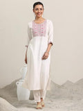 Libas Women'S Viscose Rayon Floral Straight Kurta (29454O Off White