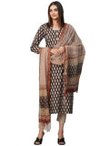 Gosriki Women'S Cotton Blend Straight Printed Kurta With Pant & Dupatta (Nayantara Black-Nsw-Gs_Xxl_Black_Xx-Large),Black,2,B0CHSD47SX