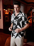 Leriya Fashion Shirt for Men || Rayon Abstract Printed Men's Shirt || Short Sleeves Hawaiian Beach Shirt || Perfect for Camp || Outing || Summer Wear Shirt for Boys || Gift for Men (Medium Black),Black