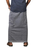 Prakasam Cotton Mens Cotton Kerala Thalapathi Border Welcro Pocket Dhoti (Size -L Size Dhoti) / Ash Colour Thalapathi Adjustable