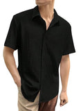 Leriya Fashion Textured Shirts for Men || Casual Shirt for Men || Shirt for Men|| Men Stylish Shirt || Men Fancy Shirt || Men Half Sleeve Shirt || Plain Shirts for Men (Large Midnight Black),Midnight Black