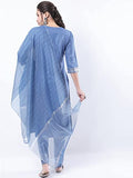 Ketch Polyester Womens Kurta&Pant&Dupatta (Khk3000199_Blue Blue L