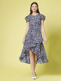 Oomph! Women'S Western & Fusion Wear Wrap Midi Dresses For Women Blue - Md834,Navy Blue 2Apparel,M