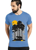 Adro Mens Sun Printed Cotton T-Shirt (Rn22-1-Sun-Sk_Skyblue_S)