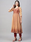 Anni Designer Women'S Georgette Chikankari Embroidered Anarkali Kurti (Naav-Beige-Sm_S_Beige_Small),Beige,S,Georgette,Anarkali,