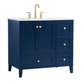 Elegant Decor Sommerville 36 Steel And Wood Single Bathroom Vanity In Blue