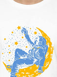 Adro Astronaut Graphic Design Mens Printed T-Shirts (Rnr-M-Moon-Wh_White_M)