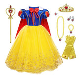 Chektin Princess Dress for Girls Halloween Costume Toddler Kids Birthday Party Cosplay Outfit with Accessories Yellow 6 Years
