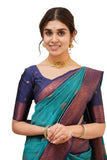 Flosive Womens Present Banarasi Soft Lichi Silk Saree Beautiful Jacquard Rich Pallu Design Work Zari Woven Kanjivaram Silk Style