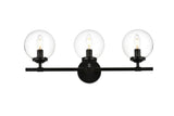 Living District Ingrid 3-Light Iron & Glass Bath Sconce In Black And Clear