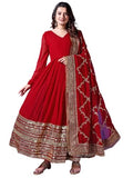 Wedani Maroon Georgette Embroidered Anarkali Dress For Women,MAROON,XL
