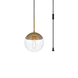 Living District Eclipse 1-Light Mid-Century Metal Pendant In Brass And Clear
