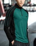 Eyebogler Men Polo Neck Solid Full Sleeve Regular Fit T-Shirt,Black Moss GreenApparel,XL