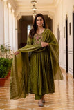 Gosriki Women'S Rayon Viscose Embroidered Anarkali Kurta With Pant & Dupatta (Kanota Green-Vks05-Gs_L_Green_Large),Green,,B0DV4F26ZN