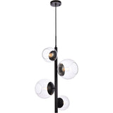 Living District Wells 4-Light Mid-Century Metal Pendant In Black And Clear