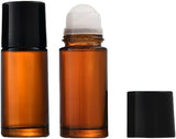 YuanHolumid 2Pcs Brown 30ml Glass Essential Oil Roller Bottles Refillable Roll on Bottles Empty Deodorant Bottle Containers Roll