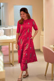 Anni Designer Women'S Rayon Viscose Straight Printed Kurta With Pant (Barkat Pink_Xl_Pink_X-Large),Pink,XL,Rayon,Casual,