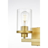 Living District Saanvi 2-Light Iron & Glass Bath Sconce In Brass/Clear