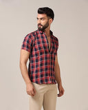 Toplot Men'S Regular Fit Casual Shirt Checks Design With Spread Collar & Half Sleeves (Chex-Shirt-5177-Red-M),Red,,B0CYH93TTZ