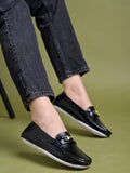Shoetopia Upper Buckle Detailed Black Loafers For Women & Girls /Eu41,Black,8,B0DM64HX4J