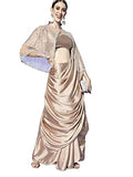 Womanista Womens Solid Satin Saree with Embellished Cape (TI2765_Silver)