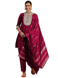 Libas Women'S Silk Blend Kurta Set (Gs941_Maroon