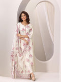 Libas Women'S Chanderi Silk Printed Kurta Sets (99022O_Off White_S)