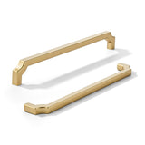 khtumeware 10-Pack 8 Inch Square Brushed Gold Cabinet Pulls, Solid Satin Gold Zinc Alloy Heavy-Duty Handles for Kitchen/Bathroom
