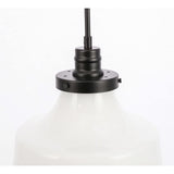 Living District Lyle 1-Light Metal Pendant In Black And Frosted White Glass