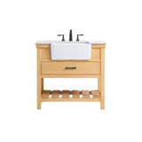 Elegant Decor Clement 36 Aluminum Mdf Single Bathroom Vanity In Natural Wood