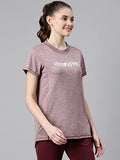 Enamor Womens Athleisure A306-Dry Fit with Antimicrobial & Sweat Wicking Crew Neck Short Sleeve Breathe Active Wear T-Shirt (A306_Dry Blood Melange_L),Dry Blood Melange
