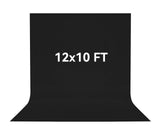 Vevelux 12x10 FT Black Backdrop Background, 100% Polyester Photography Backdrop Screen Foldable Washable Black Screen for Profes