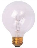 Satco Incandescent Globe Lamp, G25, 25 Watts, 130 Volts, Medium Base, Clear, 6 Per Box