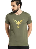 Adro Men'S Bird Gold Printed Cotton T-Shirt (Rn23-Gl-Bir-Ol_Olive_S)